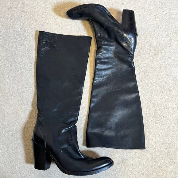 Fru.it Shoes - Fru.it Boots Tall Leather High Heel Black Boots Size 37.5 6.5 Made in Italy VGUC